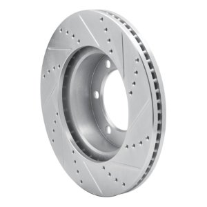 Toyota Sequoia Brake Rotor (1) - Front Left - R1 Concepts - Drilled & Slotted - Silver - `00-`07